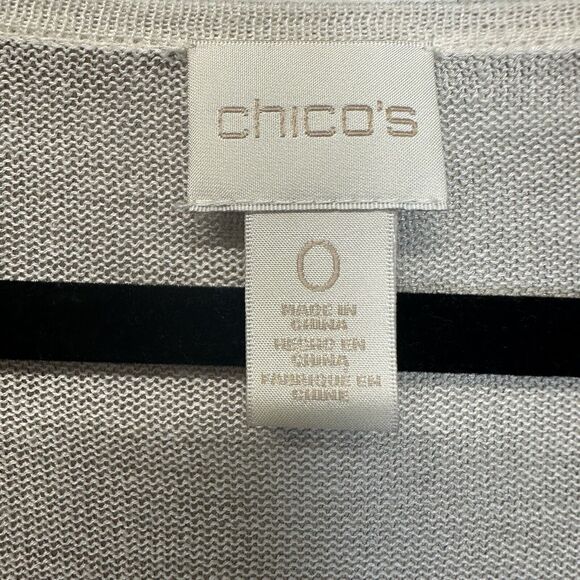 Chico’s Womens Cream Geometric Print Tunic Top‎ Sweater Size 0 US Medium Stretch - Picture 4 of 11